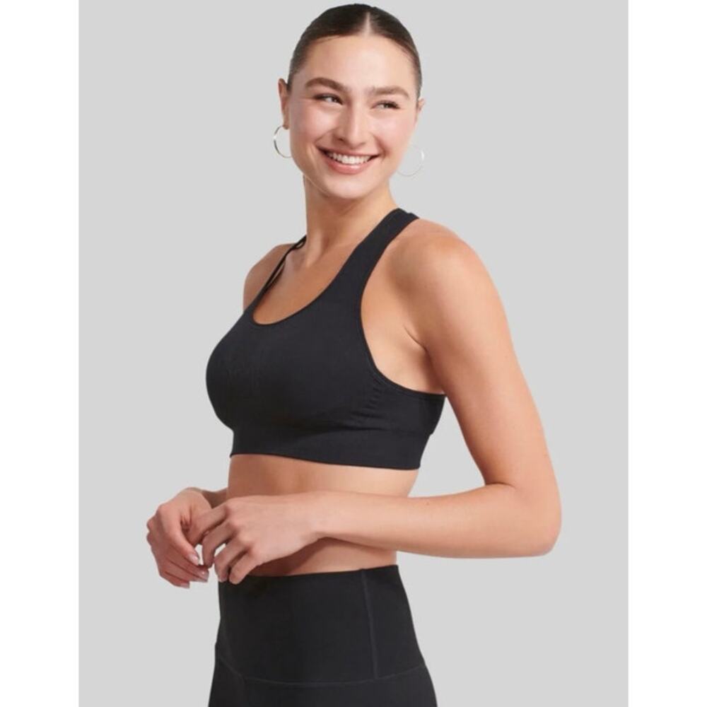 NOWSUNDAY Womens Black The Flex 1143 Racerback Active Life Sports Bra Sz Large